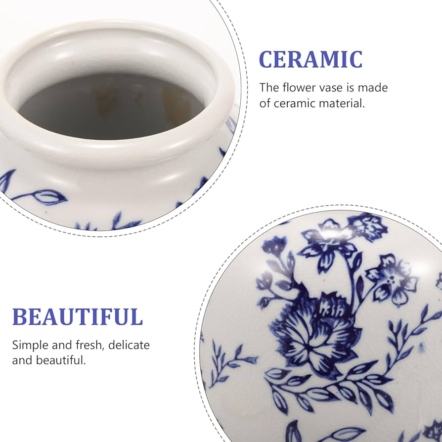 Amazon.co.jp: Luxshiny 青 と 白 磁器 花瓶、 シノワズリ 花瓶